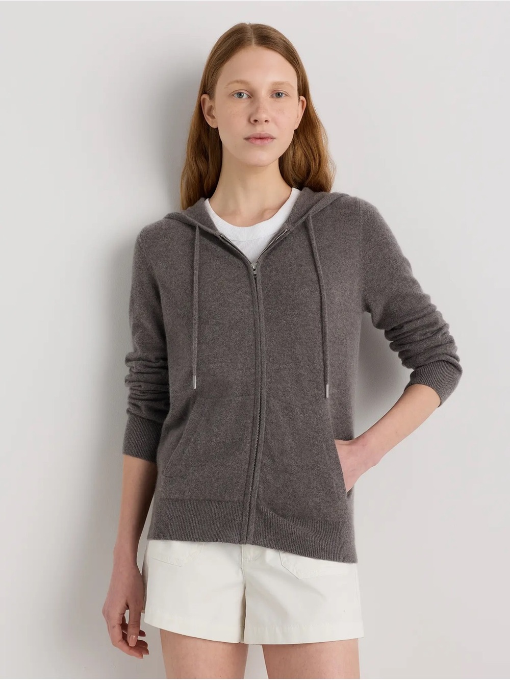 Quince Women’s Mongolian Cashmere Full-Zip Hoodie In Charcoal size XS - Picture 9 of 13